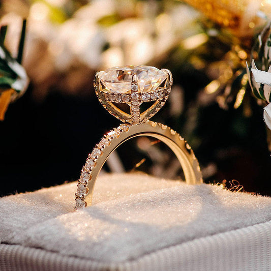 2.3 Carat Oval Moissanite and Diamond Engagement Ring