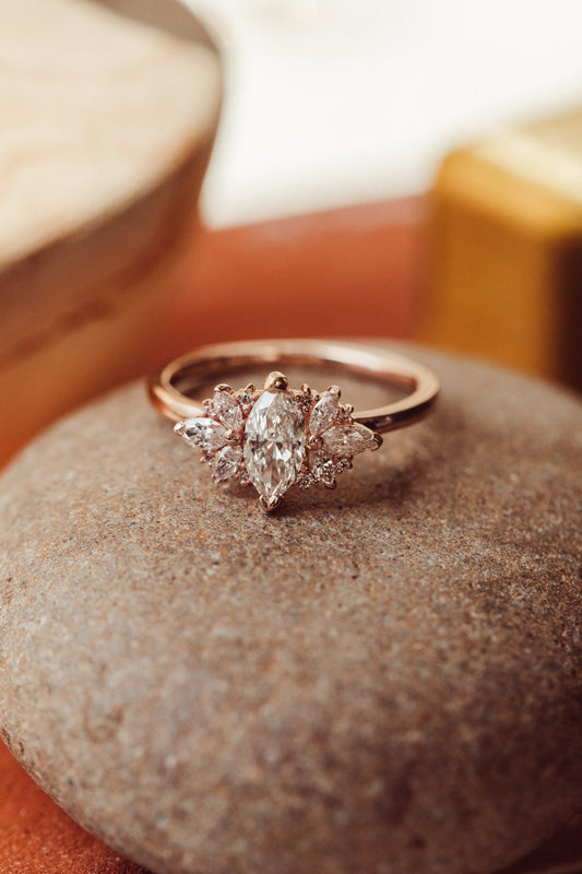 1.72 Carat Marquise Moissanite Wedding Ring with Round Cut Accents