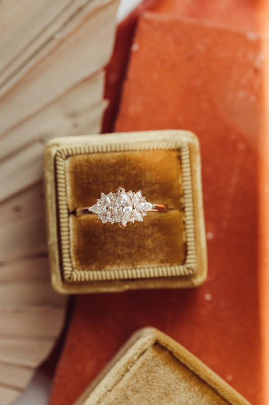 1.72 Carat Marquise Moissanite Wedding Ring with Round Cut Accents