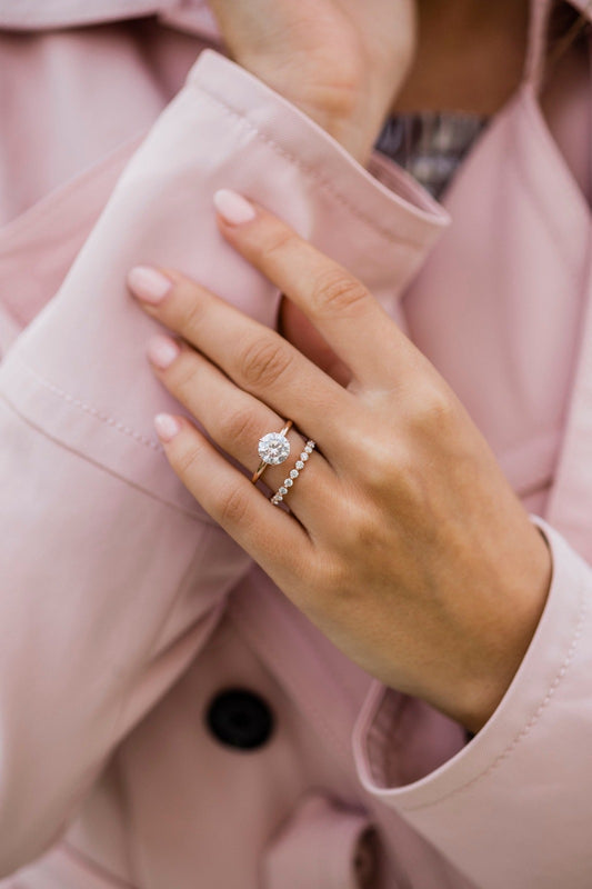 3.34 Carat moisaanite round cut bridal set