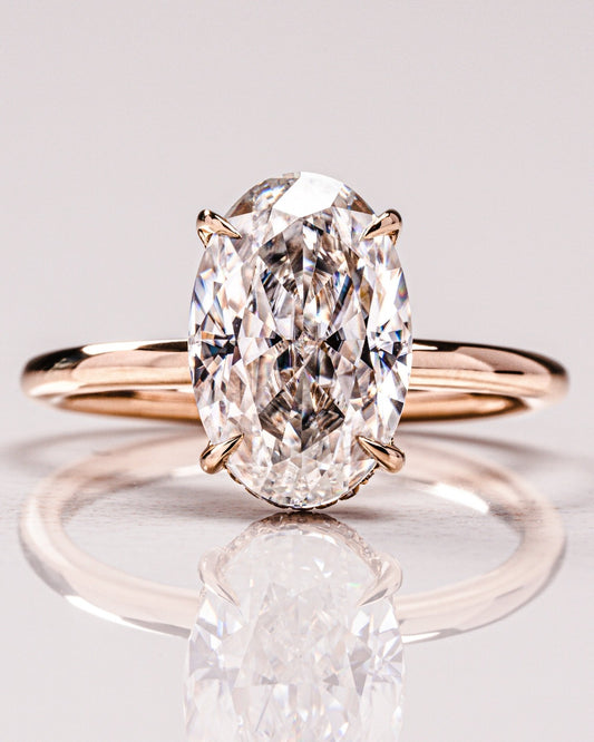 3.45 Carat Oval Moissanite Wedding Ring with Round Accents