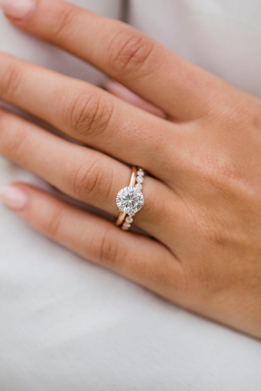 3.34 Carat moisaanite round cut bridal set