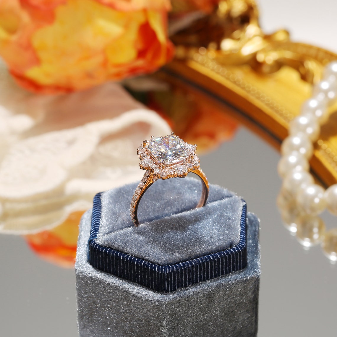 2.50 Ct Radiant Cut Moissanite Engagement Ring