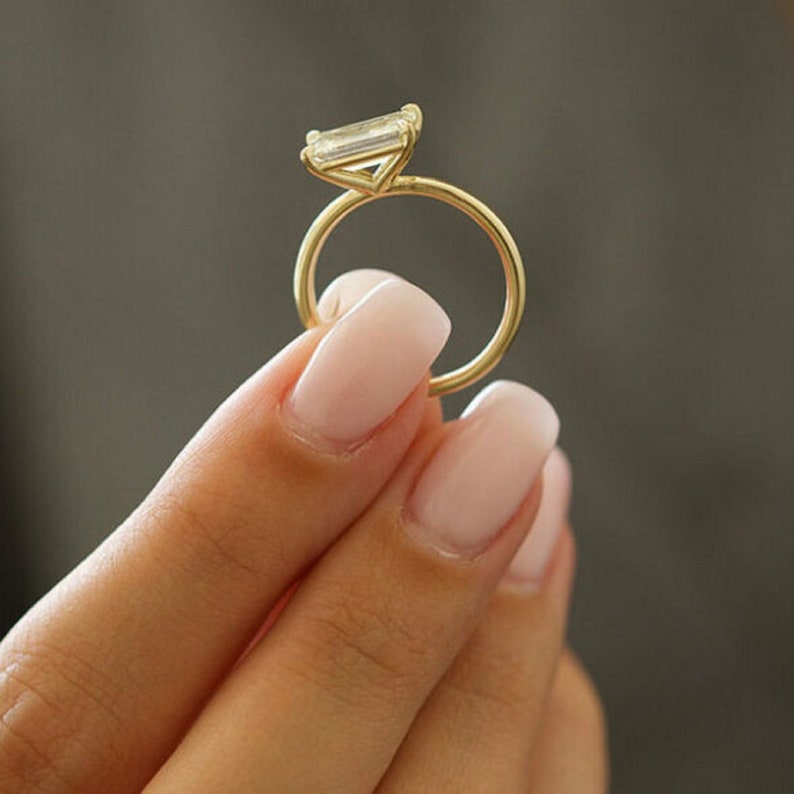 4.00 Carat Emerald Cut Moissanite Engagement Ring