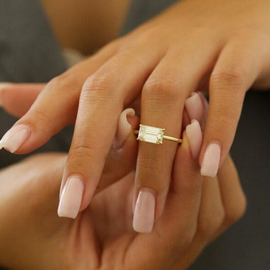 4.00 Carat Emerald Cut Moissanite Engagement Ring