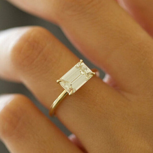 4.00 Carat Emerald Cut Moissanite Engagement Ring