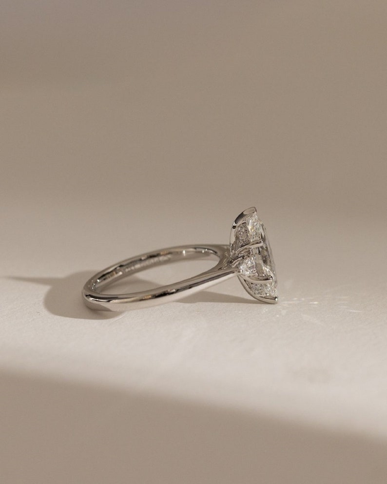 2.0 Ct Marquise Moissanite With Pear Moissanite Engagement Ring