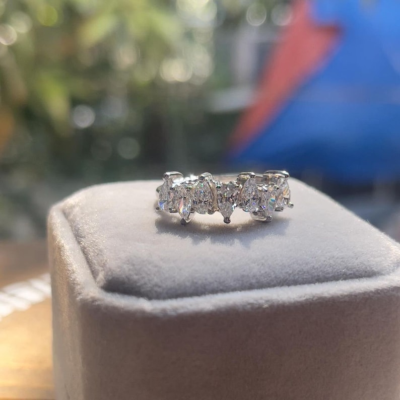 Pear Shaped Moissanite Wedding Ring with Luxurious Sparkle