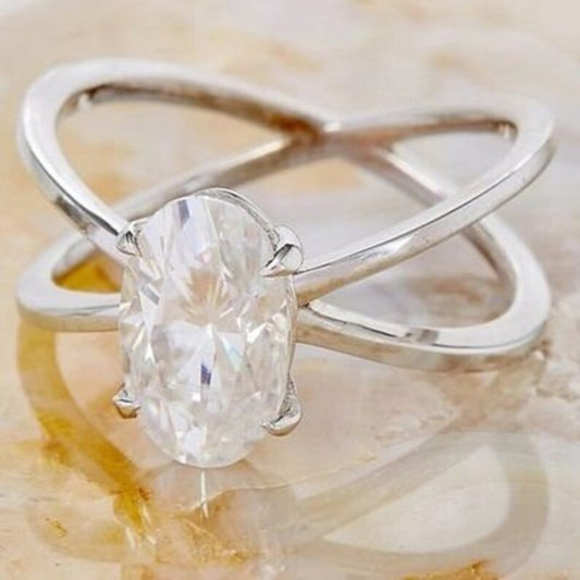 3.0 Carat Oval Moissanite Engagement Ring for Women