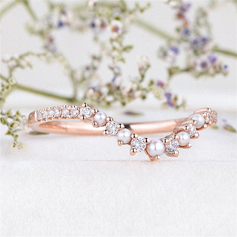 Brilliant Round Moissanite With Pearls In Crown Ring