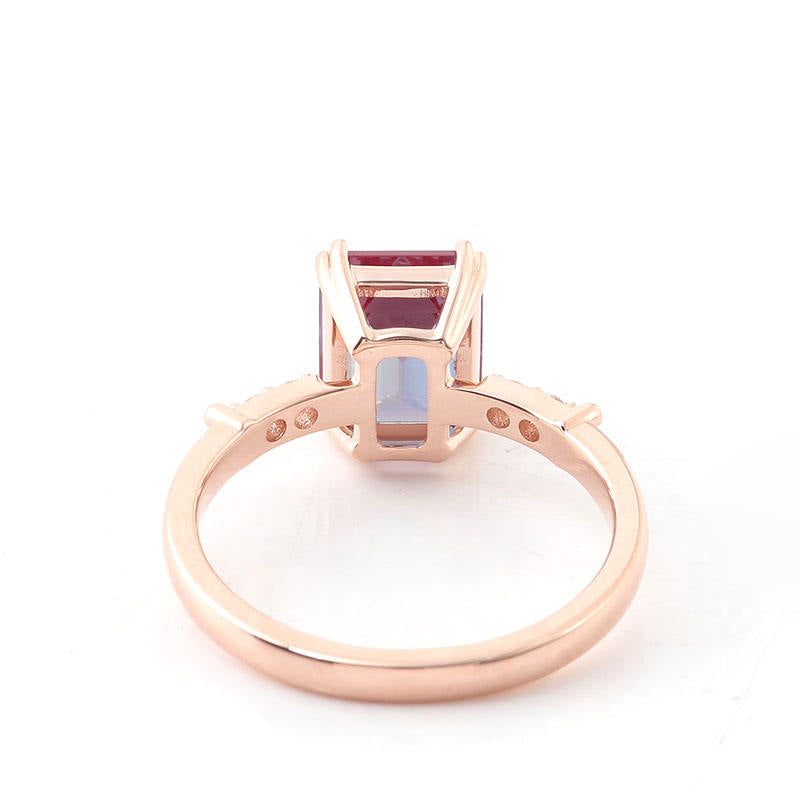 2 Ct Red Pink Emerald With Round Cut Engagement Ring