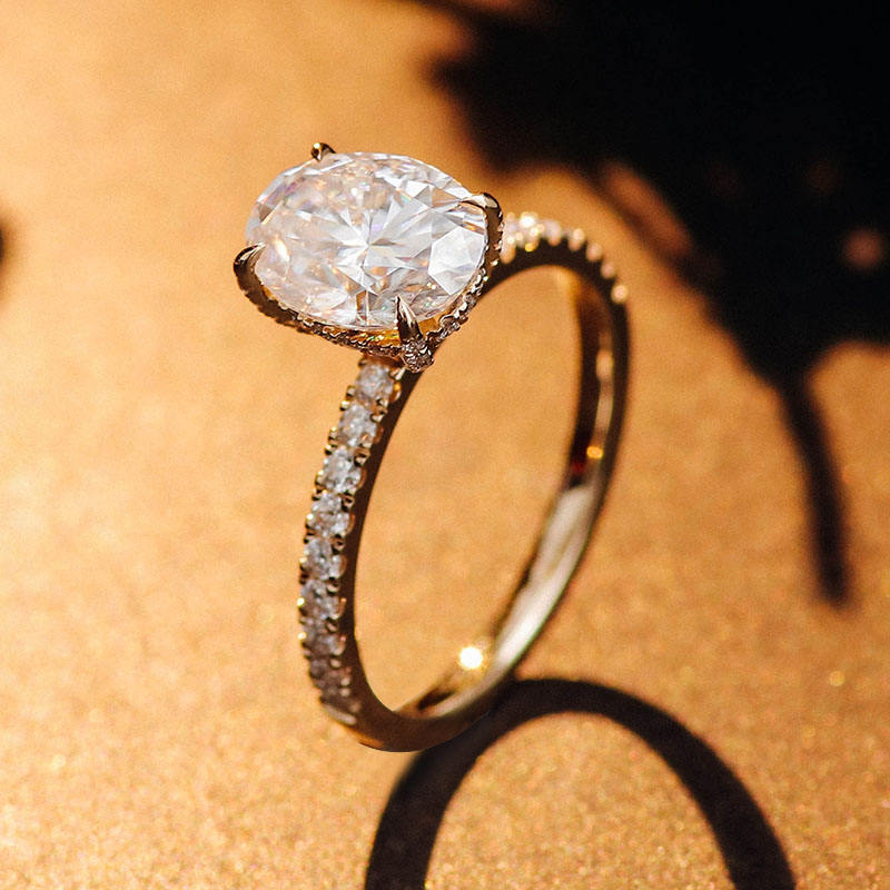 2.3 Carat Oval Moissanite and Diamond Engagement Ring