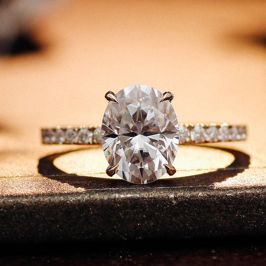 2.3 Carat Oval Moissanite and Diamond Engagement Ring