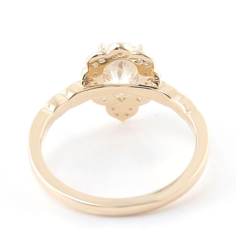 2.1 Ct Pear Moissanite With Round Cut Wedding Ring