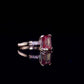 2 Ct Red Pink Emerald With Round Cut Engagement Ring