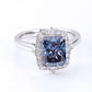 2.3 Ct Blueish Radiant Moissanite With Round Cut Engagegment Ring