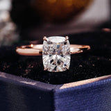 2.2 Ct Elongate Cushion Moissanite With Round Cut Engagement Ring