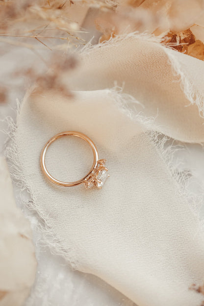 2.14 Carat Oval-Cut Moissanite Wedding Ring with Round-Shaped Accents