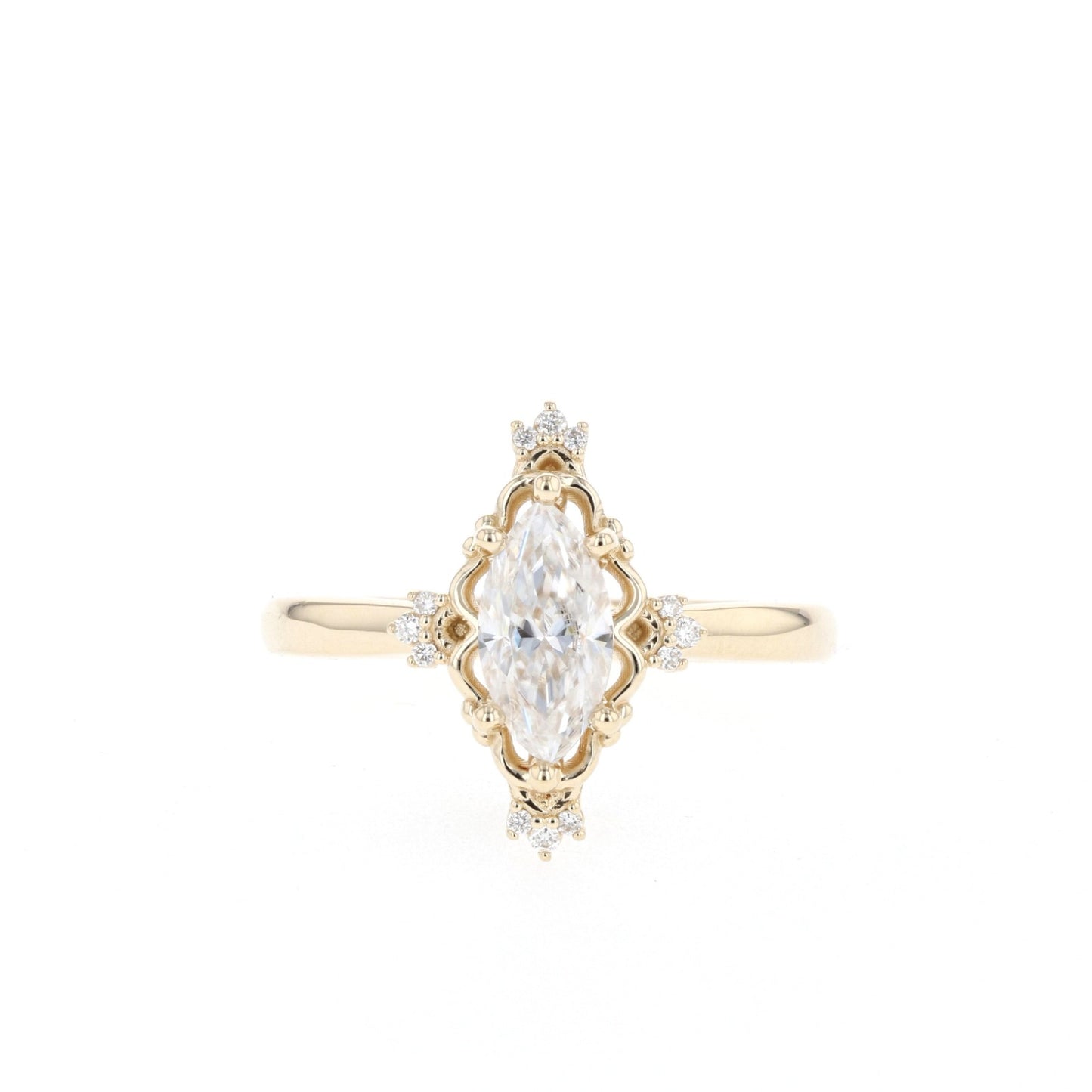 2.14ct moisaanite marquise with round cut wedding ring