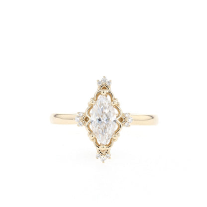 2.14ct moisaanite marquise with round cut wedding ring