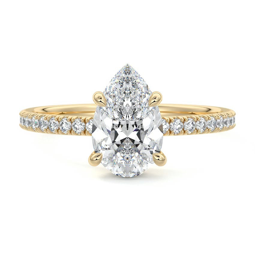 2.5 Ct Pear & Round Moissanite Diamond Engagement Ring