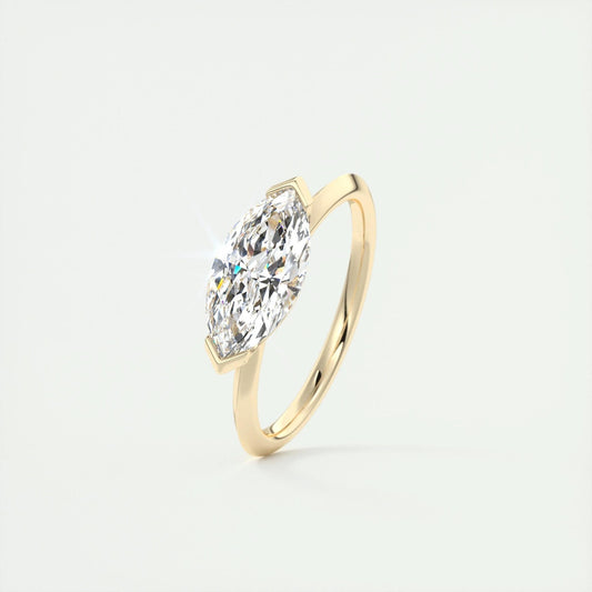 1.5 Ct Marquise & Round Moissanite Diamond Bridal Set Ring