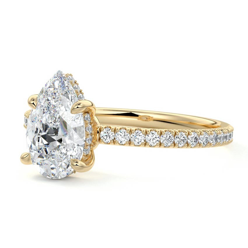 2.5 Ct Pear & Round Moissanite Diamond Engagement Ring