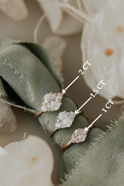 2.14 Carat Oval-Cut Moissanite Wedding Ring with Round-Shaped Accents