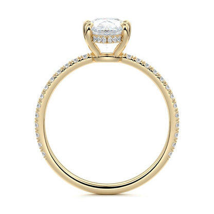 2.5 Ct Pear & Round Moissanite Diamond Engagement Ring