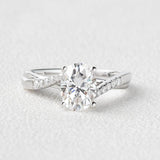 2.55ct moisaanite oval with round cut engagement ring