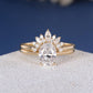 1.35 Ct Oval Moissanite With Marquise & Round Cut Bridal Set