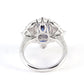 2.2 Ct Dark Blue Ellongate Cushion With Heart, Marquise & Round Cut Moissanite Wedding Ring