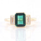 2.3 Ct Green Emerald With Moissanite Baugette Engagement Ring