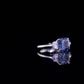 2.45 Ct Asscher Blue Moissanite With 2 Half Moon Cut Wedding Ring