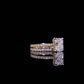 1.75 CT Radiant Moissanite With Round Diamonds On Side  Bridal Set