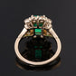 1.5 Ct Green Emerald Colour Stone With Moissanite Round Cut Ring