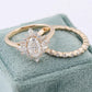 2.2 Ct Oval Moissanite With Marquise Baguette Oval Round Cut Bridal Set