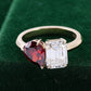 2.1 Elegant Emerald Moissanite With Rich Ruby 1.4 Ct Engagement Ring