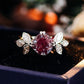 1.4 Ct Red Cushion With Marquise Moissanite Engagement Ring