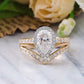 2.01 Ct Pear Moissanite With Round Cut Bridal Ring