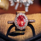 2.3 Ct Ravishing Red Pear With Round Moissanite Ring