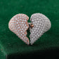 TwoTone Special Heart Ring With Dazzling Round Moissanite All over