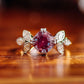 1.4 Ct Red Cushion With Marquise Moissanite Engagement Ring