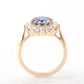 1.6 Ct Dark Blue Oval With Round Moissanite Wedding Ring