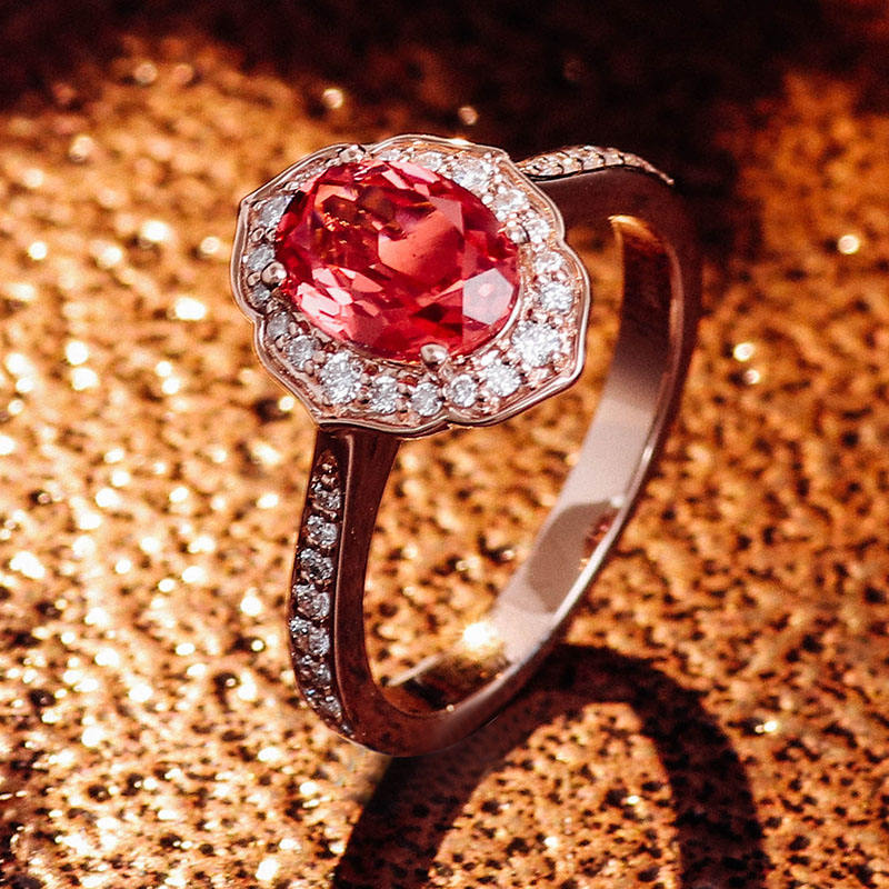 2.3 Ct Ravishing Red Pear With Round Moissanite Ring