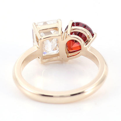 2.1 Elegant Emerald Moissanite With Rich Ruby 1.4 Ct Engagement Ring