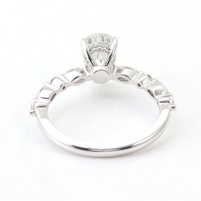 2.1  Ct Pear Moissanite With Marquise And Round Cut Engagement Ring