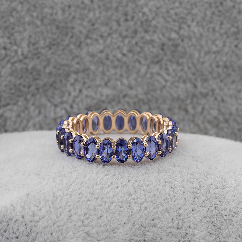 Blue Sapphire Oval Eternity Band