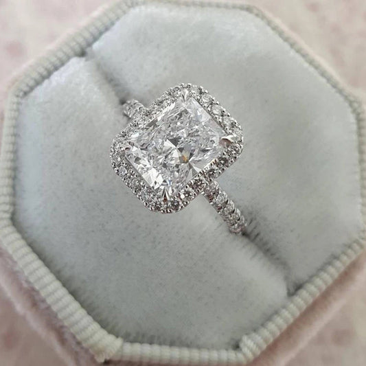 2.10 Ct Radiant Cut Moissanite Engagement Ring