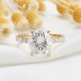 2.02 Ct Oval Moissanite With Round Cut Engagement Ring